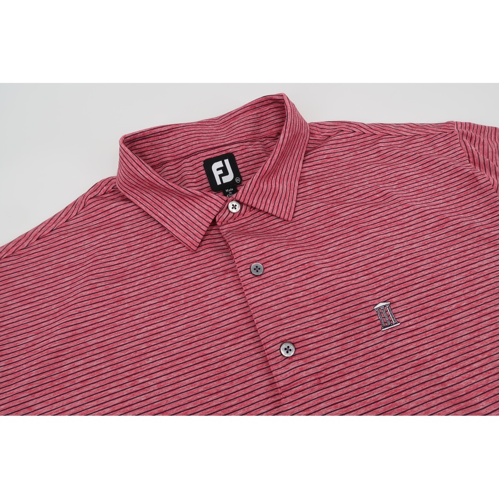 FootJoy Polo Mens XXL Red Striped Performance Golf Shirt Column Logo XXL